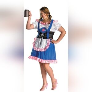Blue and Pink Oktoberfest-Style Dirndl Dress